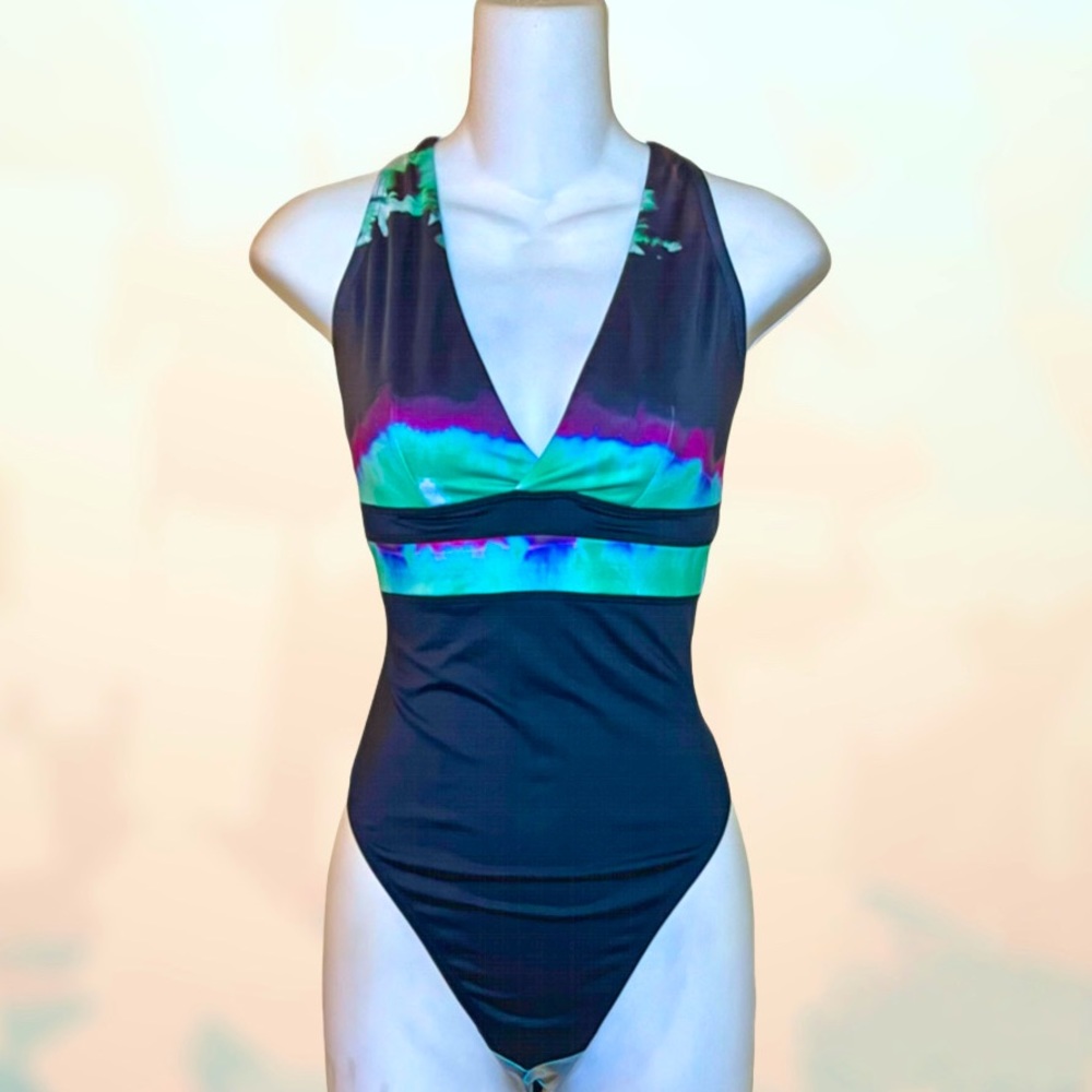 Wolf & Whistle tie dye bodysuit in black